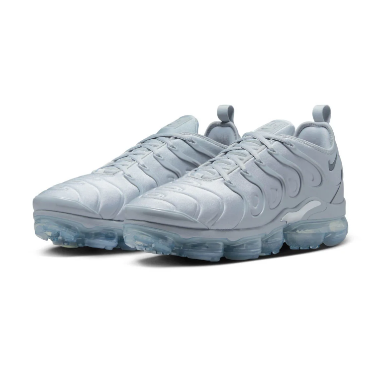 Nike Light Gray Sneakers with Sculpted Panels & Icy Blue Soles