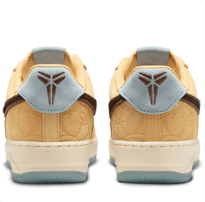 Nike Wheat Low-Top Sneakers with Brown Swooshes & Pale Blue Accents