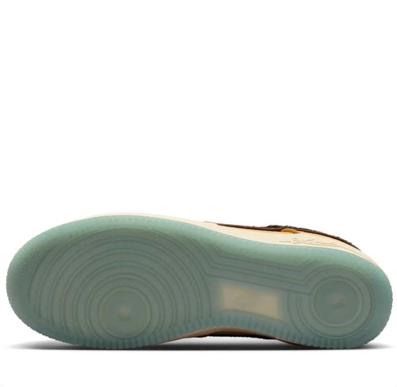 Nike Wheat Low-Top Sneakers with Brown Swooshes & Pale Blue Accents