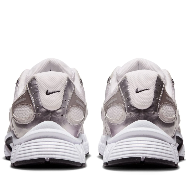 Nike White & Metallic Silver Sneakers with Black Swoosh Details