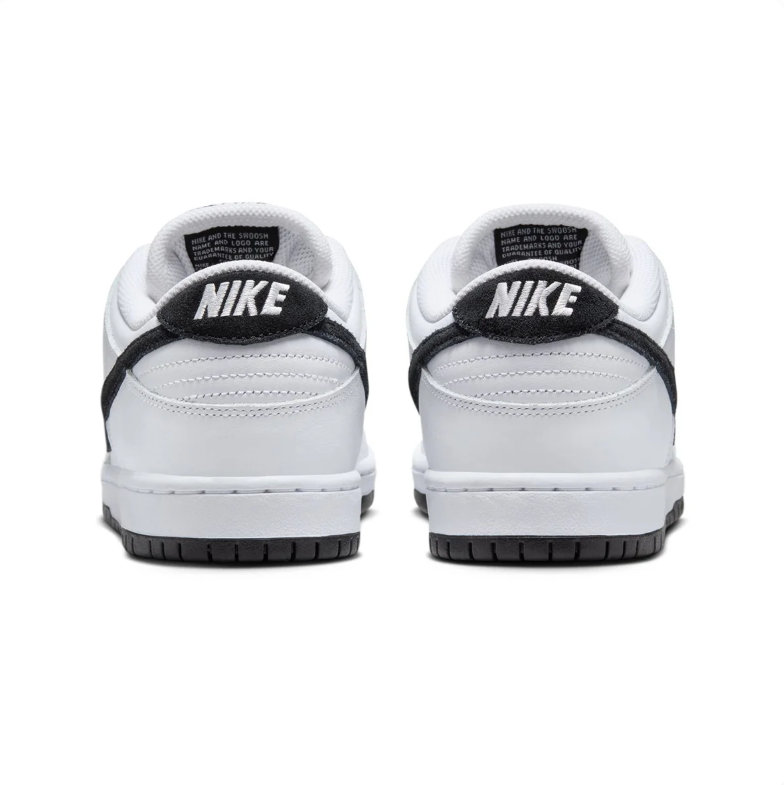 Nike SB Dunk Low Pro White Sneakers with Black Swooshes