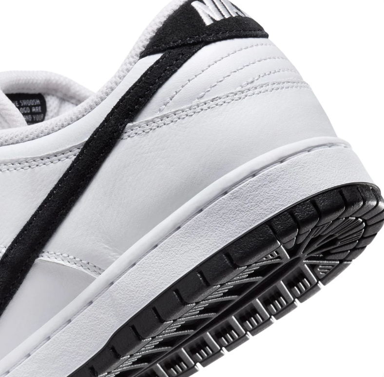 Nike SB Dunk Low Pro White Sneakers with Black Swooshes