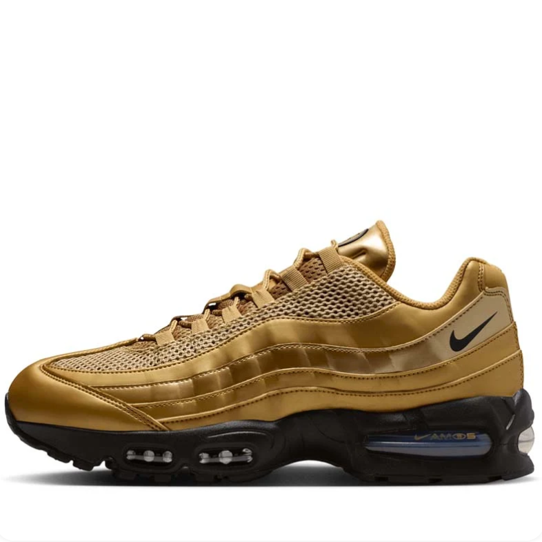 Nike Air Max Gold Sneakers with Wavy Panels & Black Soles