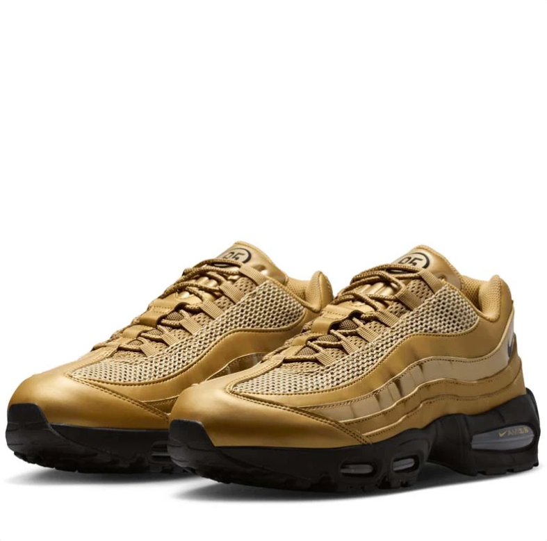 Nike Air Max Gold Sneakers with Wavy Panels & Black Soles