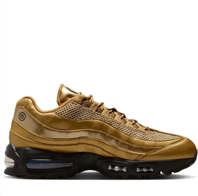 Nike Air Max Gold Sneakers with Wavy Panels & Black Soles