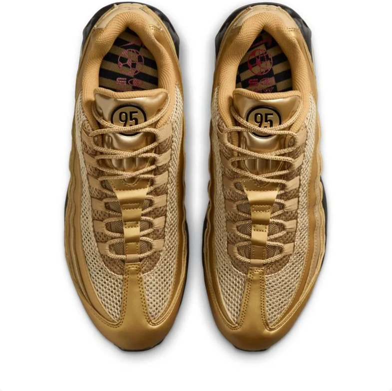 Nike Air Max Gold Sneakers with Wavy Panels & Black Soles