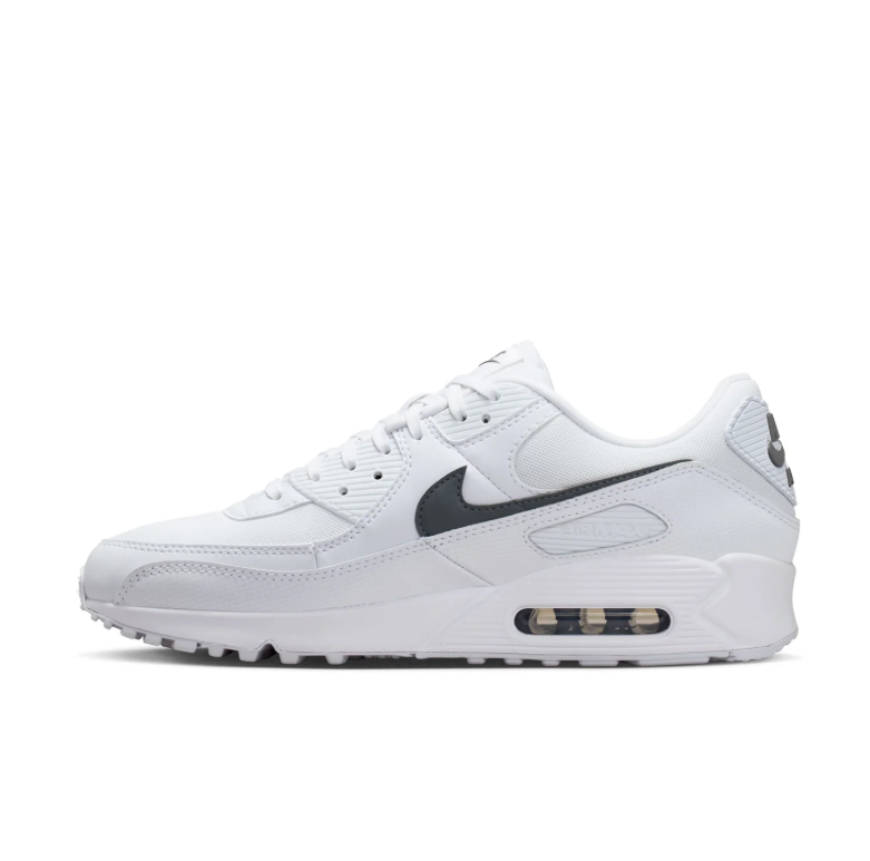 Nike Air Max White Sneakers with Dark Gray Swoosh Details