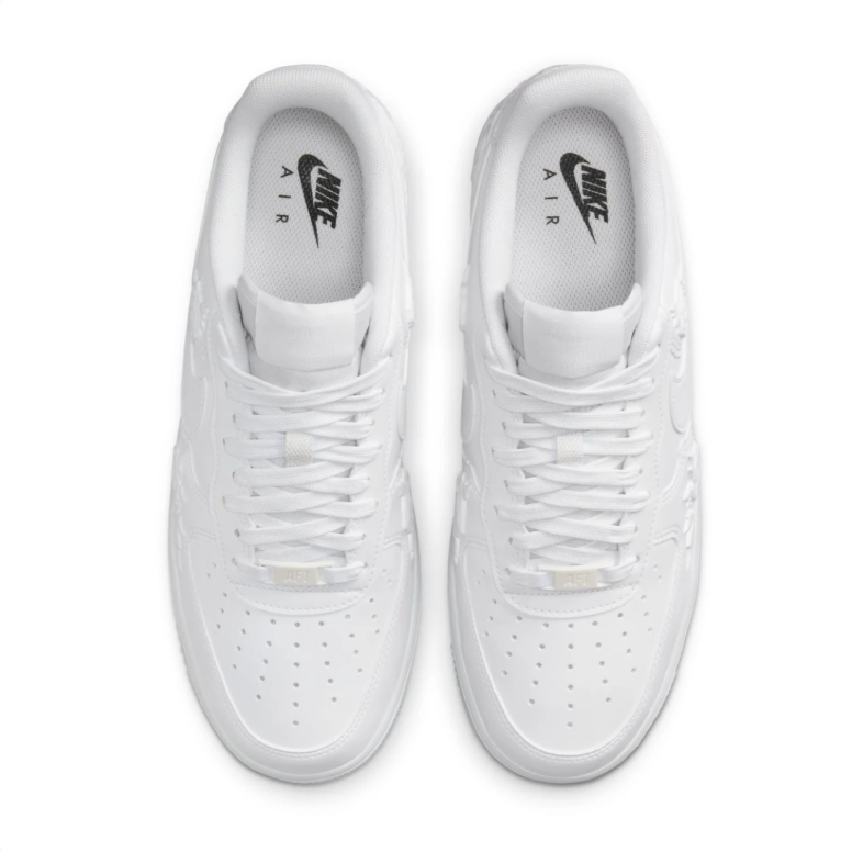 Nike All-White Low-Top Sneakers with Raised Rose Details