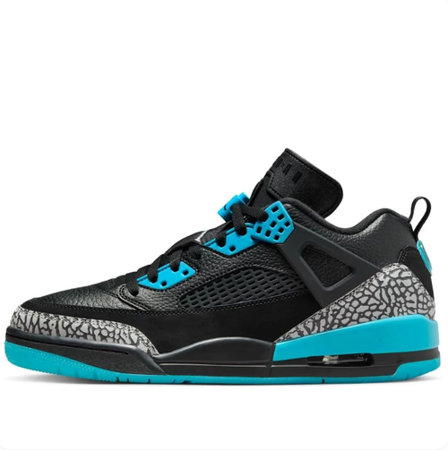 Air Jordan Black & Turquoise Sneakers with Gray Elephant-Print Details