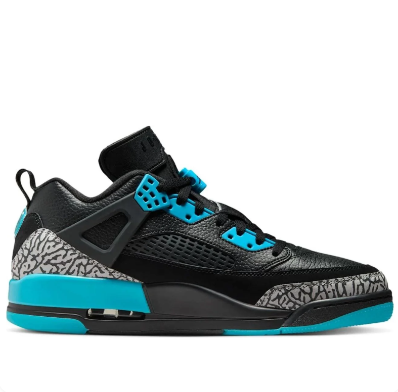 Air Jordan Black & Turquoise Sneakers with Gray Elephant-Print Details