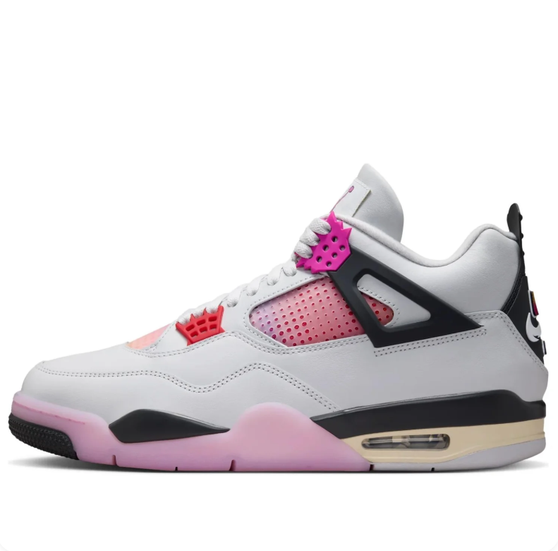 Air Jordan White Sneakers with Pink & Yellow Gradient Details