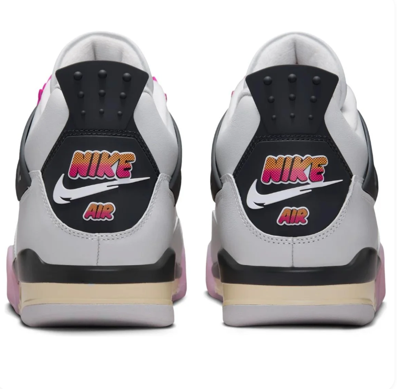Air Jordan White Sneakers with Pink & Yellow Gradient Details