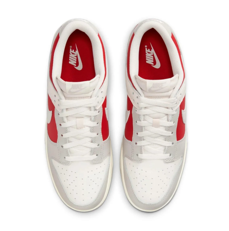 Nike White & Light Gray Low-Top Sneakers with Red Panels & Cream Soles