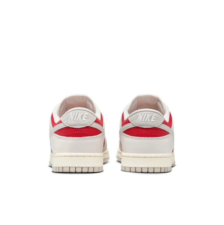 Nike White & Light Gray Low-Top Sneakers with Red Panels & Cream Soles