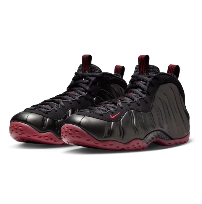 Nike Black High-Top Sneakers with Dark Red Accents & Sculpted Side Panels