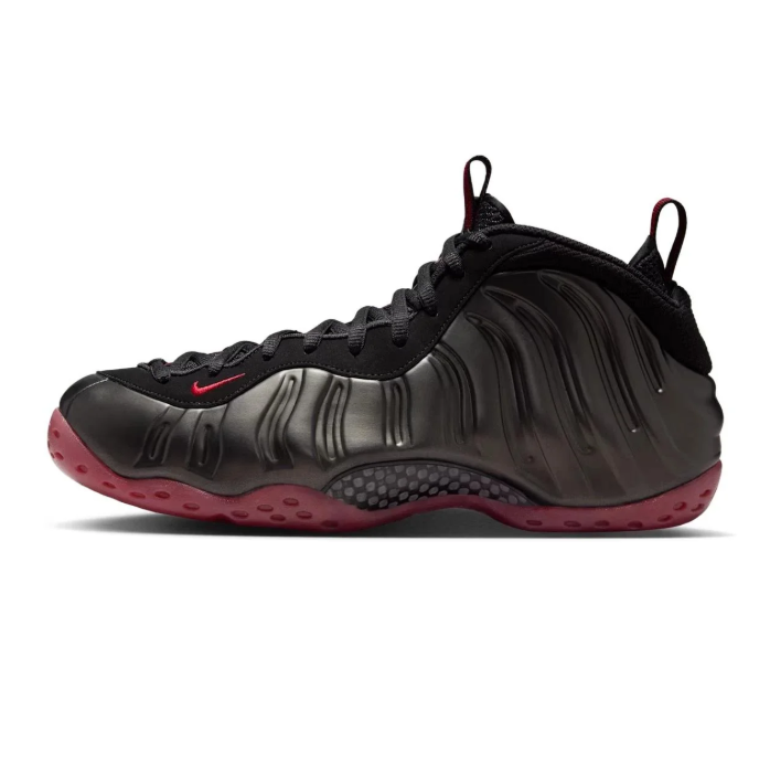 Nike Black High-Top Sneakers with Dark Red Accents & Sculpted Side Panels