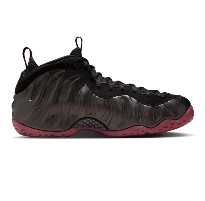 Nike Black High-Top Sneakers with Dark Red Accents & Sculpted Side Panels
