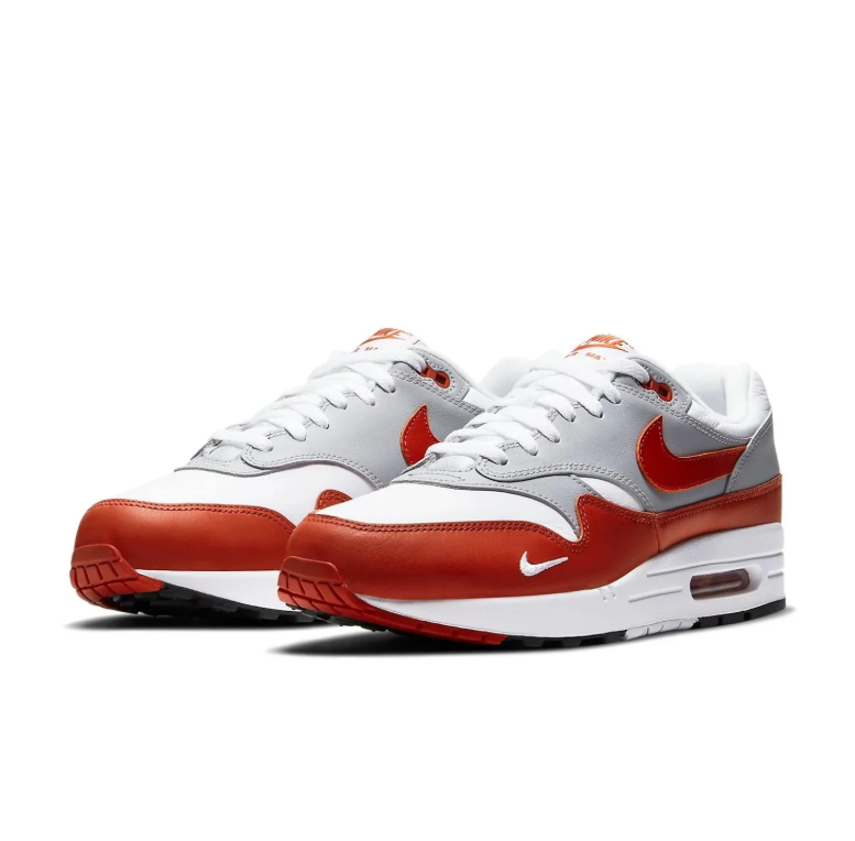 Nike Air Max Sneakers in White, Light Gray & Rust Red