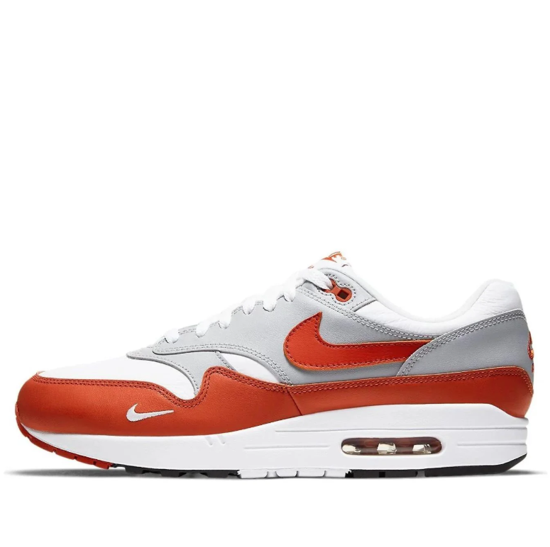 Nike Air Max Sneakers in White, Light Gray & Rust Red