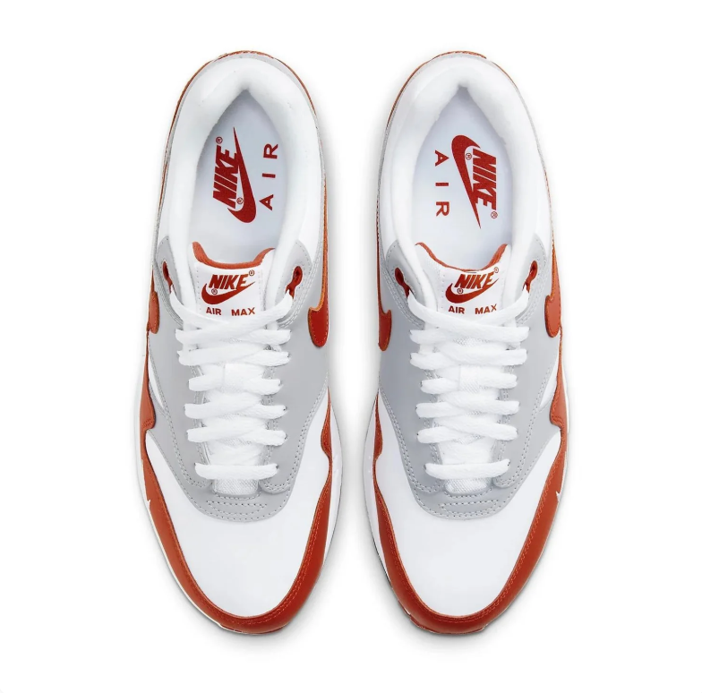 Nike Air Max Sneakers in White, Light Gray & Rust Red