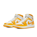 Air Jordan Mid-Top Sneakers in White & Golden Yellow