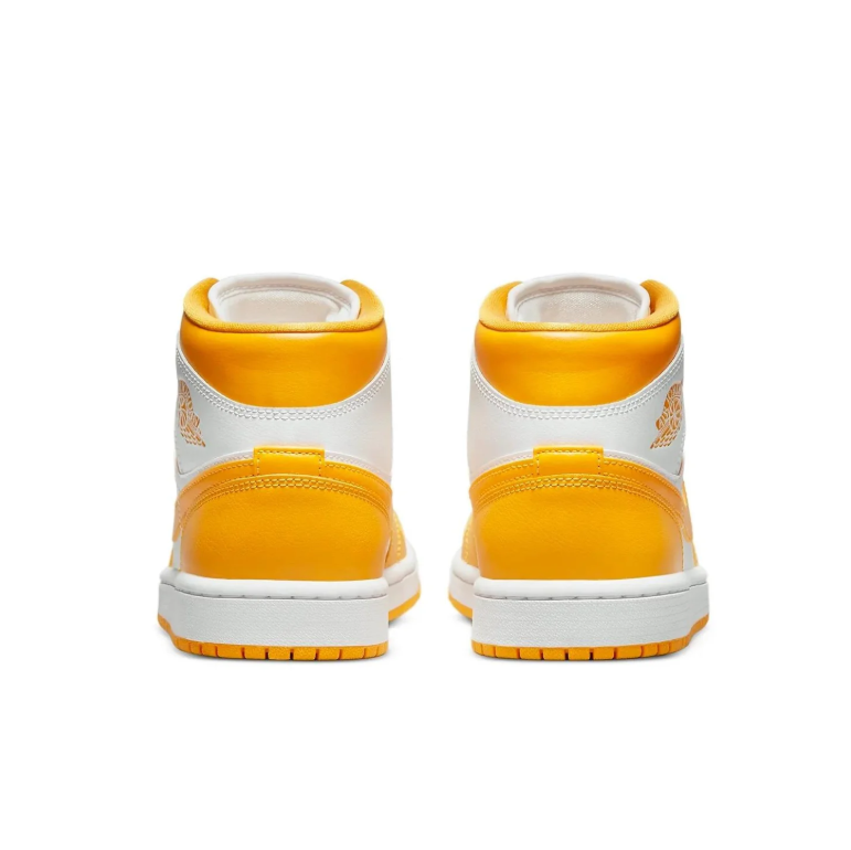Air Jordan Mid-Top Sneakers in White & Golden Yellow