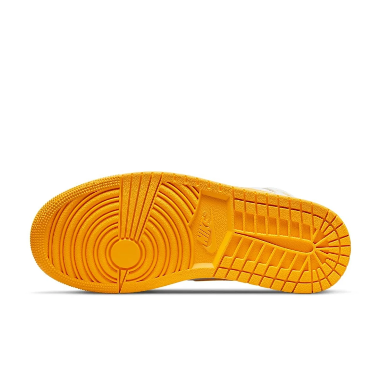 Air Jordan Mid-Top Sneakers in White & Golden Yellow
