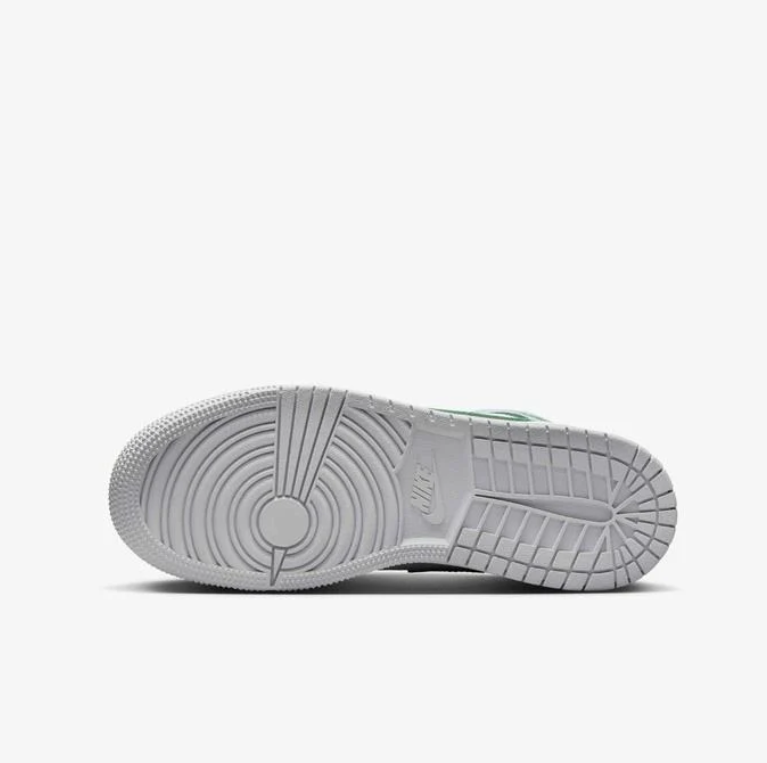 Air Jordan Mid-Top Sneakers in White, Light Gray & Green