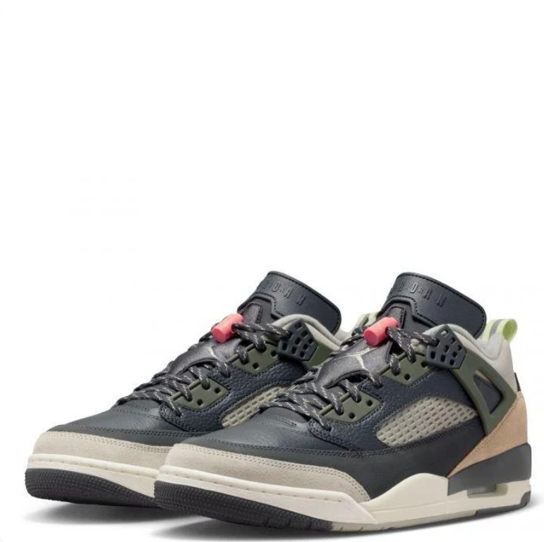 Air Jordan Black & Tan Sneakers with Olive and Coral Accents