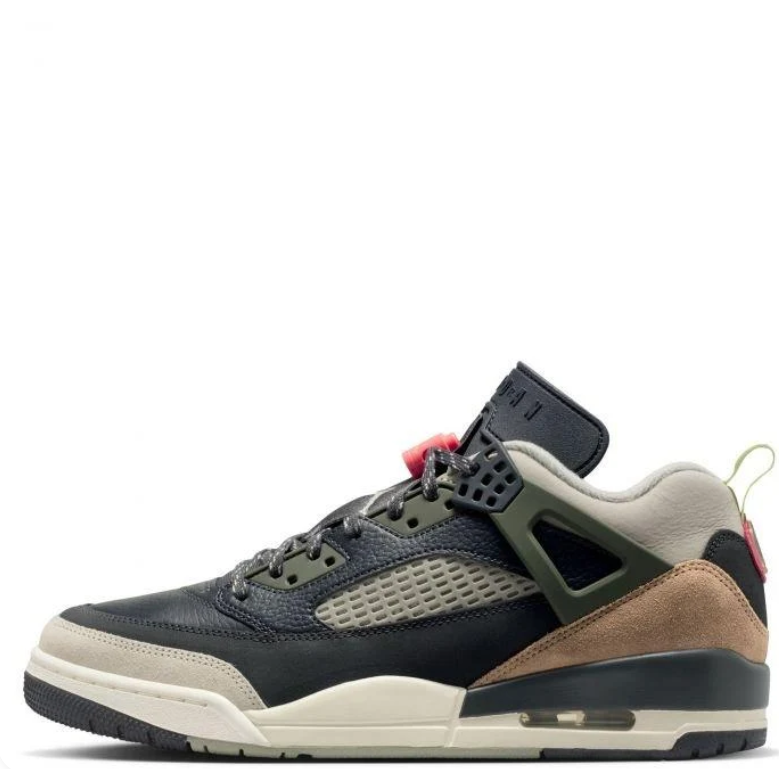 Air Jordan Black & Tan Sneakers with Olive and Coral Accents