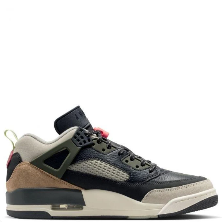 Air Jordan Black & Tan Sneakers with Olive and Coral Accents
