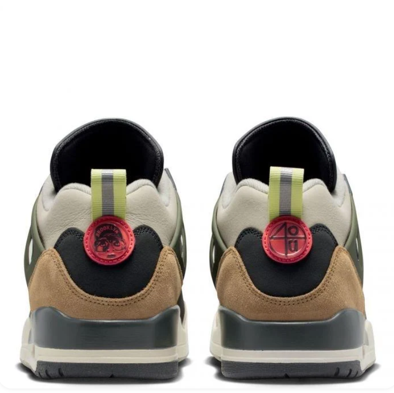 Air Jordan Black & Tan Sneakers with Olive and Coral Accents