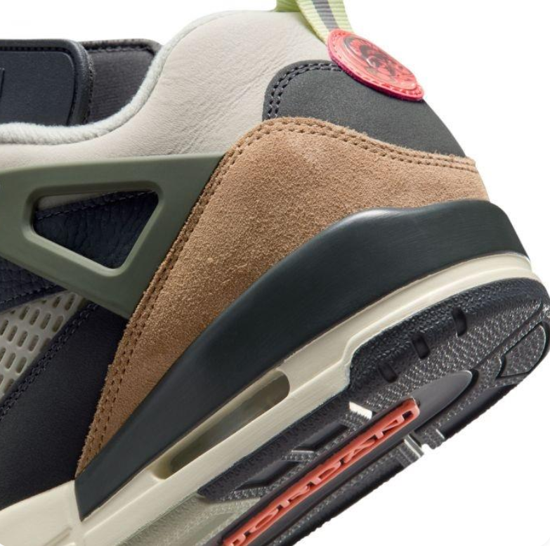Air Jordan Black & Tan Sneakers with Olive and Coral Accents