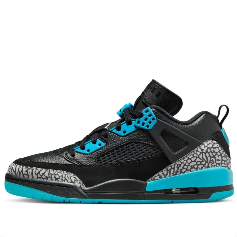 Air Jordan Black & Turquoise Sneakers with Elephant-Print Details