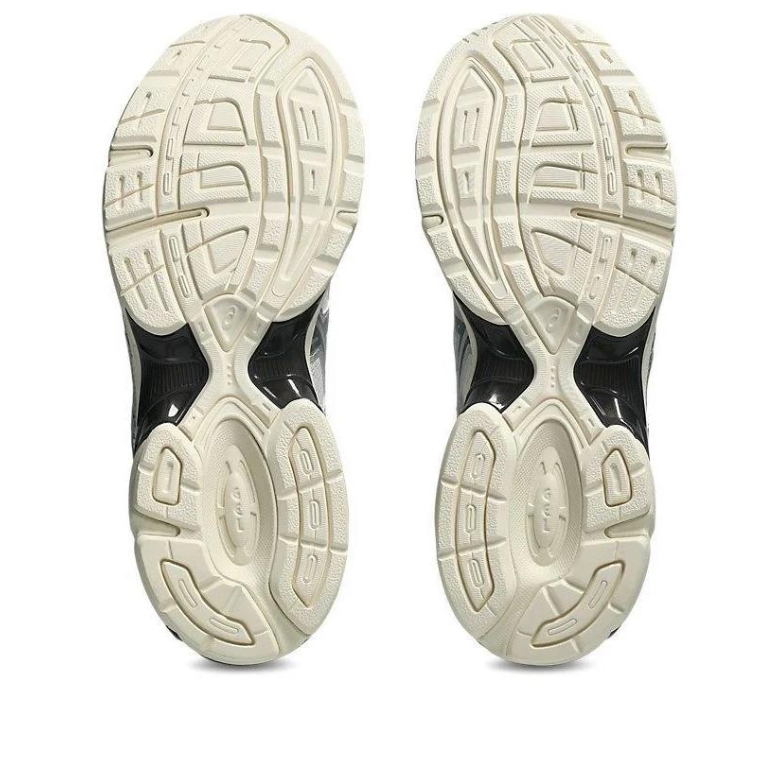ASICS Silver & White Sneakers with Black Details & Cream Soles