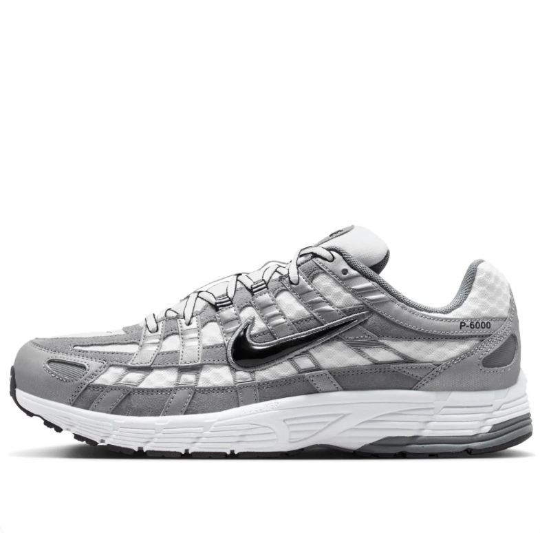 Nike P-6000 Sneakers in Gray & White with Black Swoosh Details