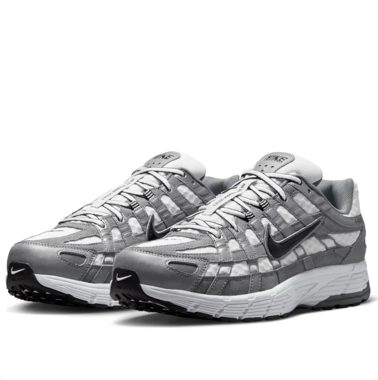 Nike P-6000 Sneakers in Gray & White with Black Swoosh Details