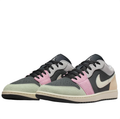 Air Jordan Low-Top Sneakers in Charcoal with Pastel Pink, Mint & Beige Accents