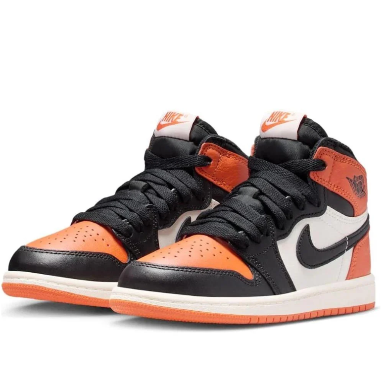 Air Jordan High-Top Sneakers in Orange, Black & Off-White