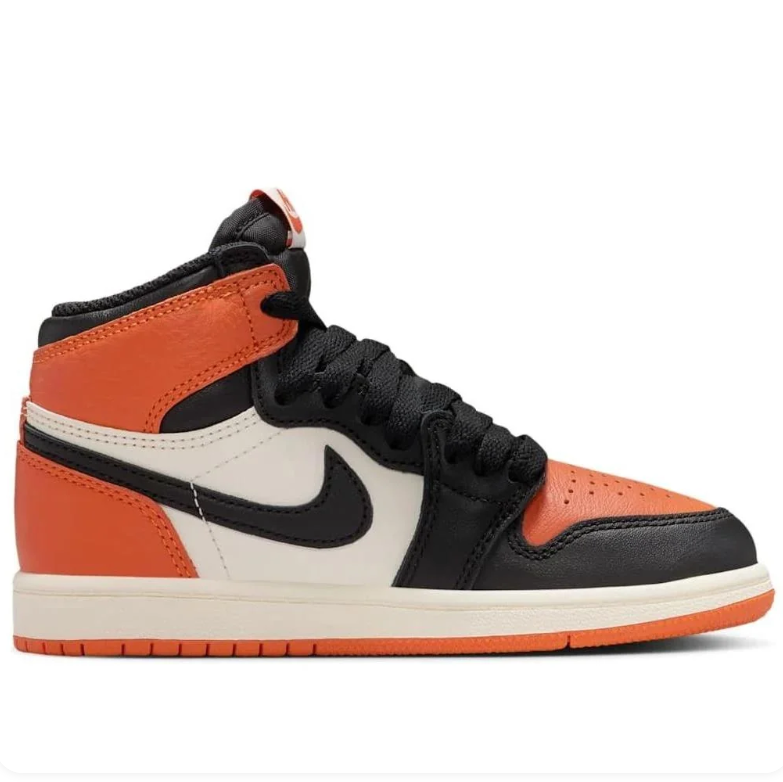 Air Jordan High-Top Sneakers in Orange, Black & Off-White