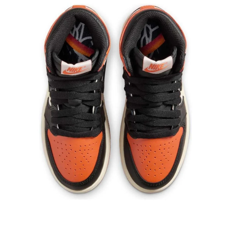 Air Jordan High-Top Sneakers in Orange, Black & Off-White