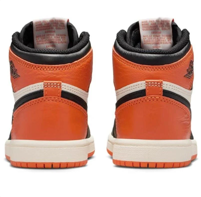 Air Jordan High-Top Sneakers in Orange, Black & Off-White