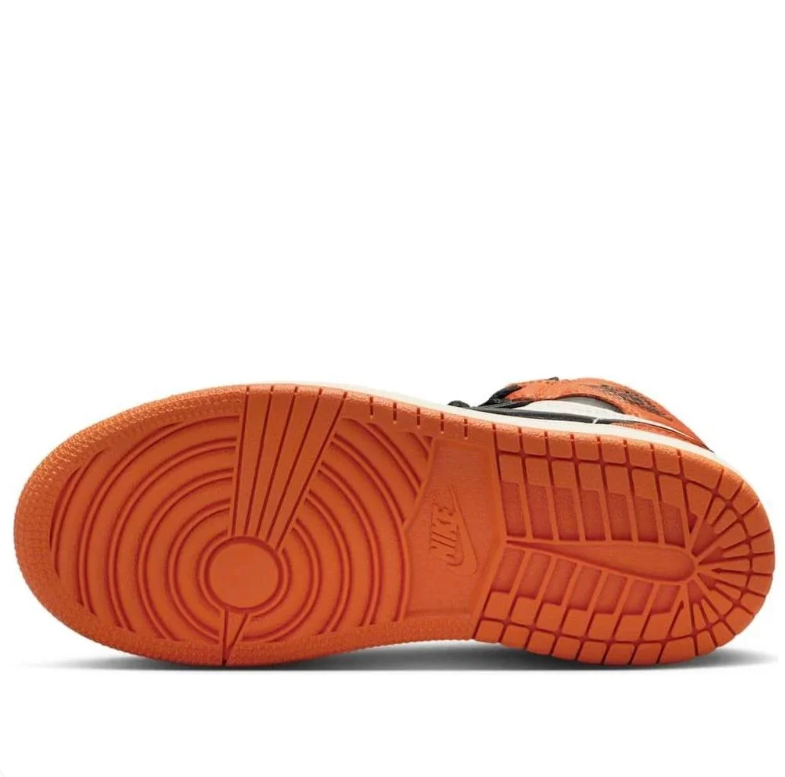 Air Jordan High-Top Sneakers in Orange, Black & Off-White