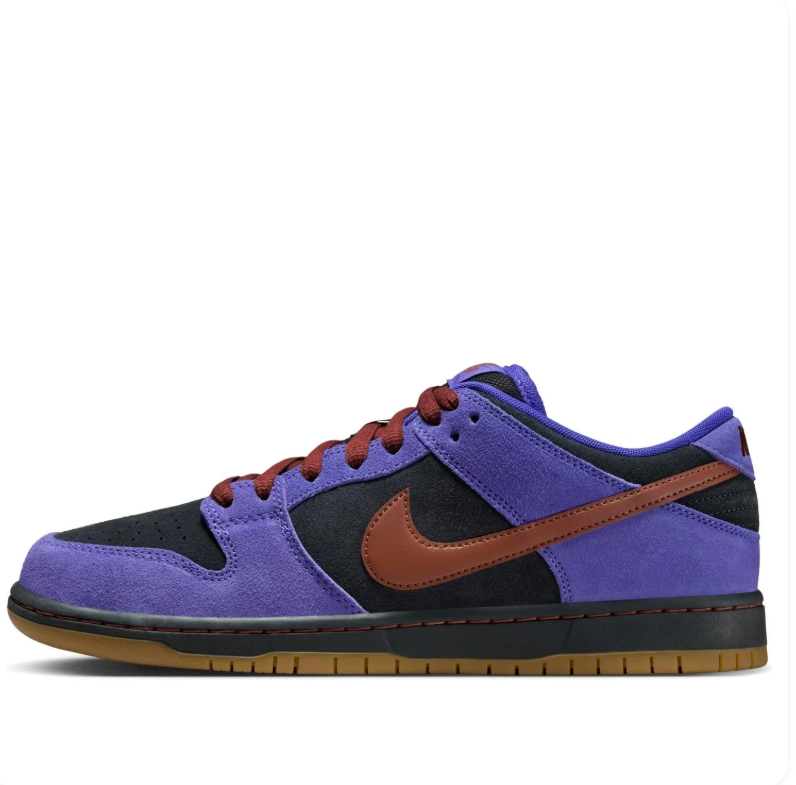 Nike Purple & Black Low-Top Sneakers with Rust Brown Accents & Gum Soles