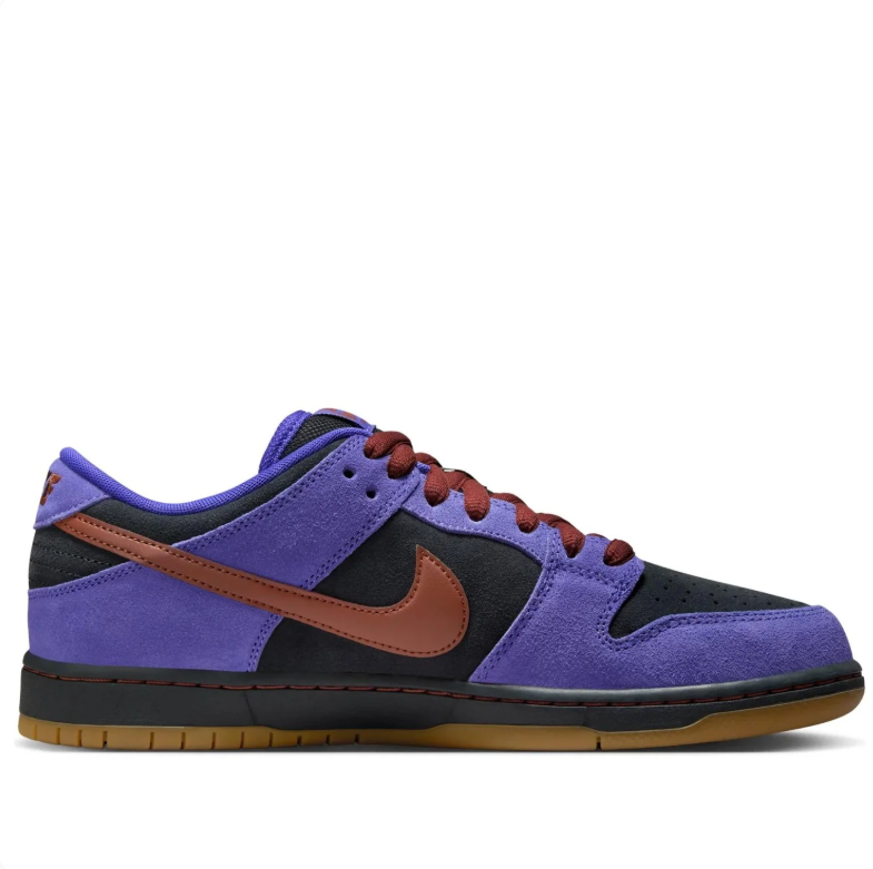 Nike Purple & Black Low-Top Sneakers with Rust Brown Accents & Gum Soles