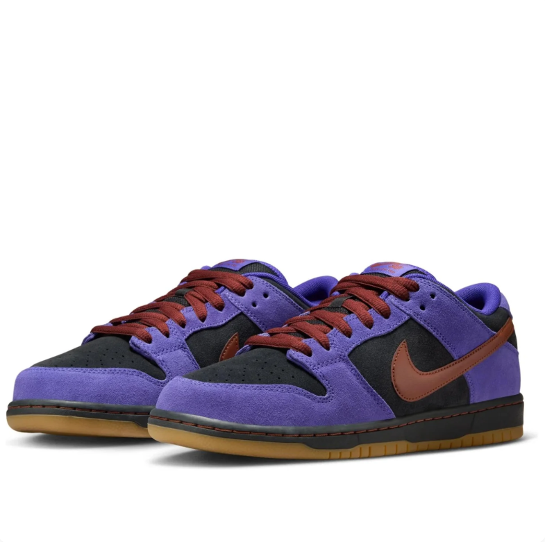 Nike Purple & Black Low-Top Sneakers with Rust Brown Accents & Gum Soles