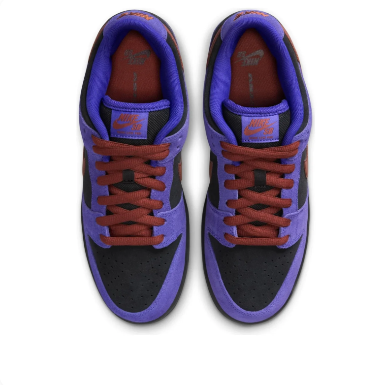 Nike Purple & Black Low-Top Sneakers with Rust Brown Accents & Gum Soles
