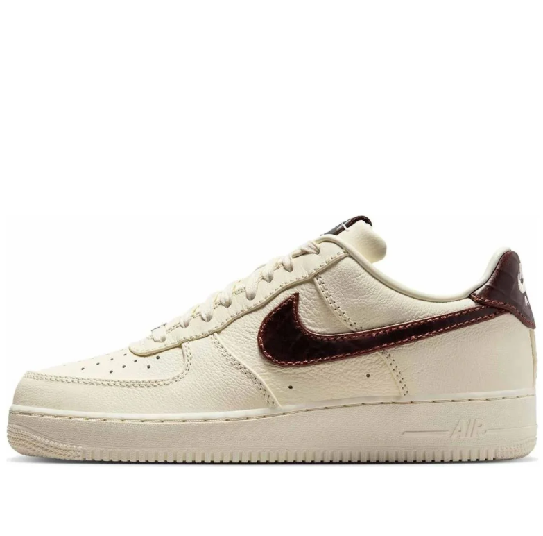 Nike Cream Low-Top Sneakers with Glossy Dark Brown Swoosh Details