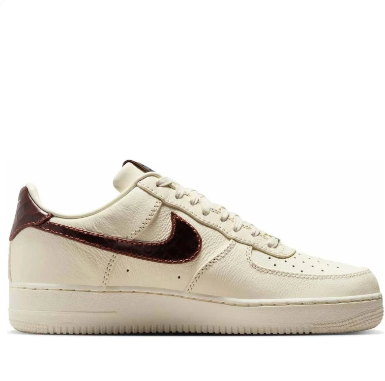 Nike Cream Low-Top Sneakers with Glossy Dark Brown Swoosh Details
