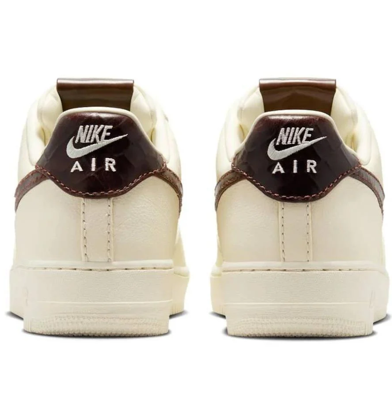 Nike Cream Low-Top Sneakers with Glossy Dark Brown Swoosh Details